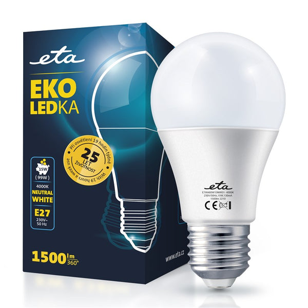 LED izzók ETA EKO Classic LED 15W, E27, semleges fehér (ETAA60W15NW01)