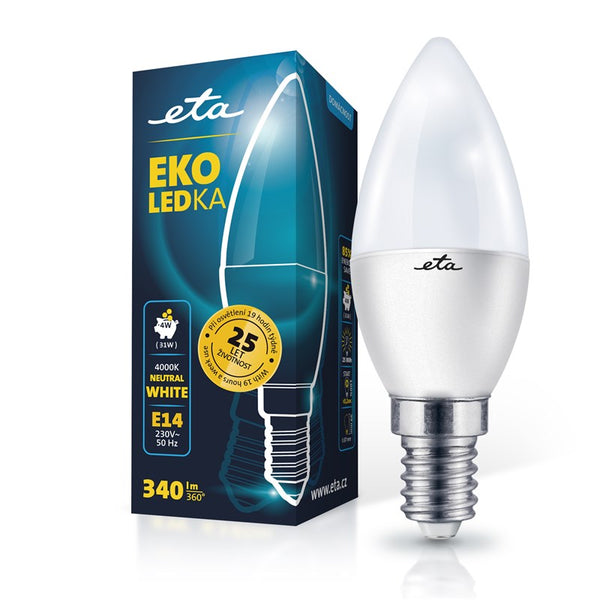 LED izzók ETA EKO  LED gyertya formájú 4W, E14, semleges fehér (ETAC37W4NW01)