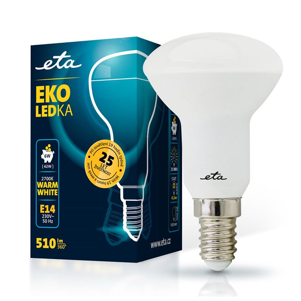 LED izzók ETA EKO Reflektor LED izzó 6W, E14, melegfehér fény (ETAR50W6WW01)